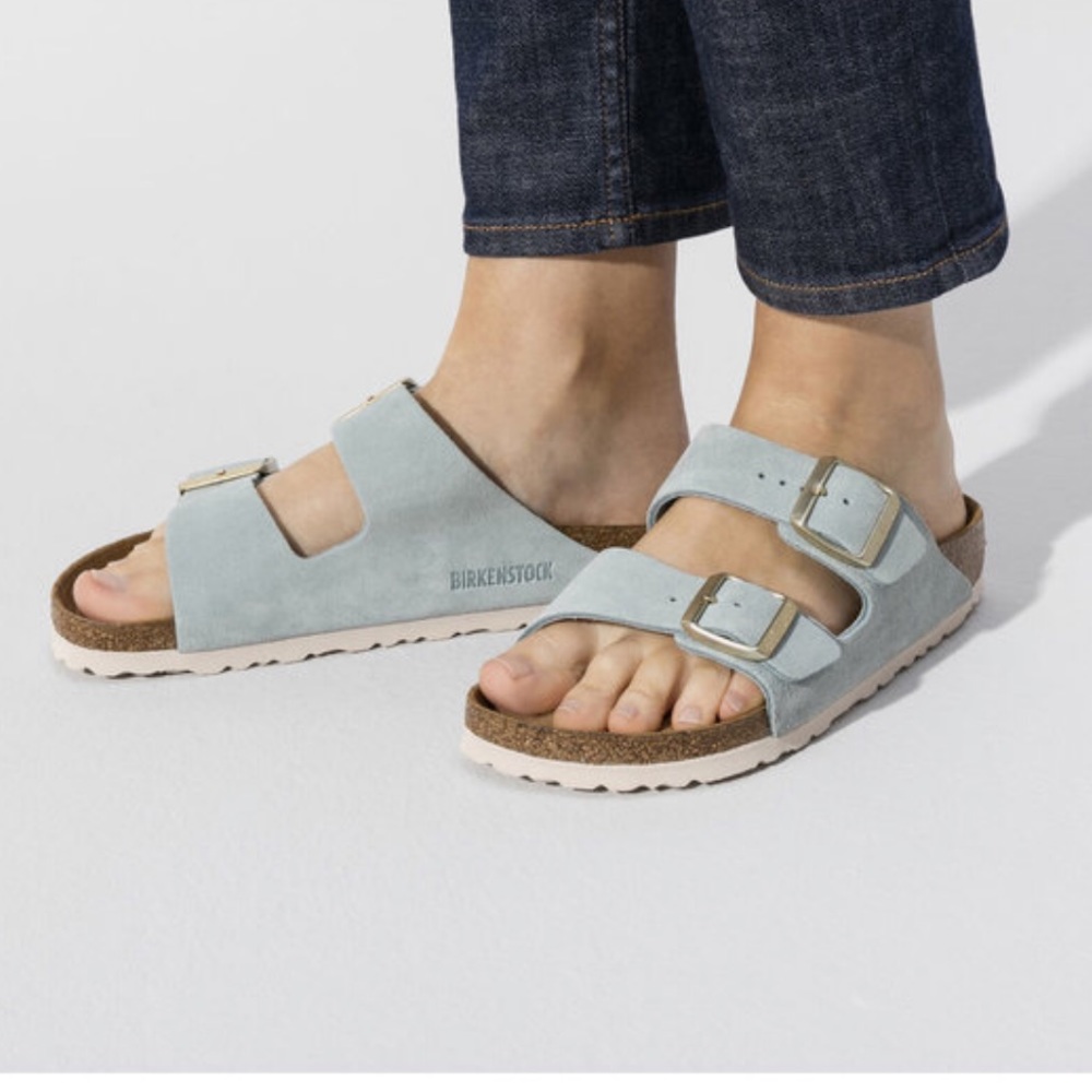 Light blue birkenstocks